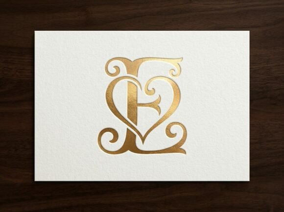 E Romantic Heart Monogram SVG
