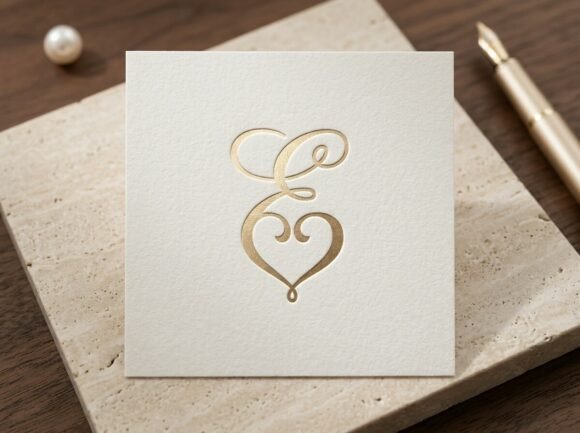 E Romantic Love Monogram SVG
