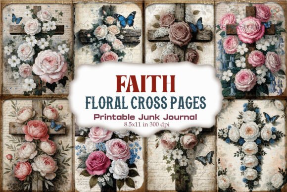 Faith Floral Cross Junk Journal Pages