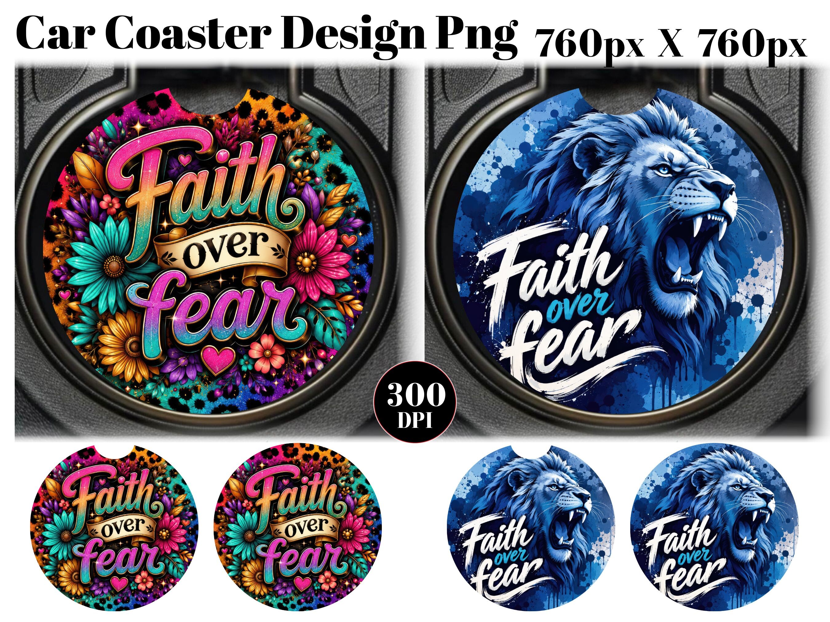 Faith over Fear Car Coaster PNG