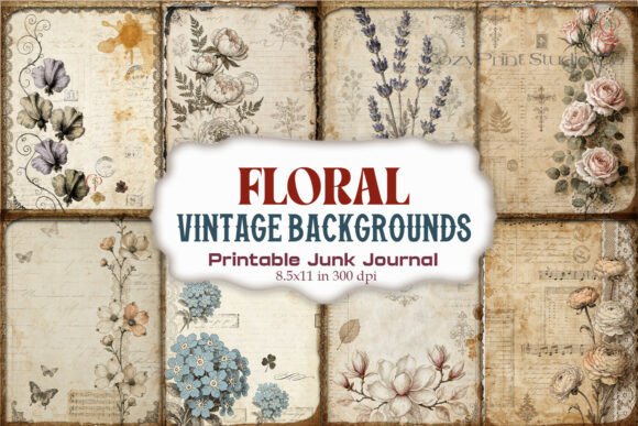Floral Vintage Backgrounds Junk Journal