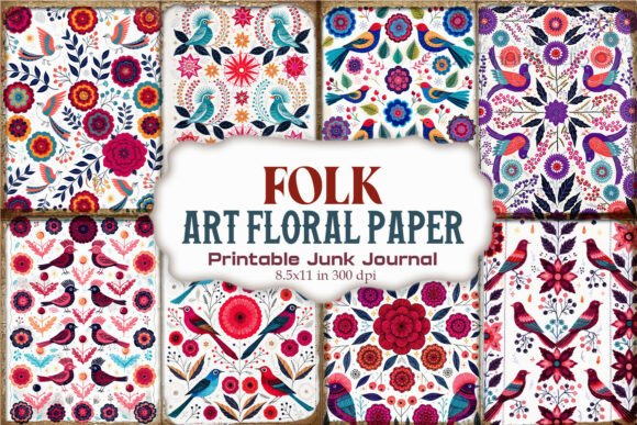 Folk Art Floral Junk Journal Paper | Pri
