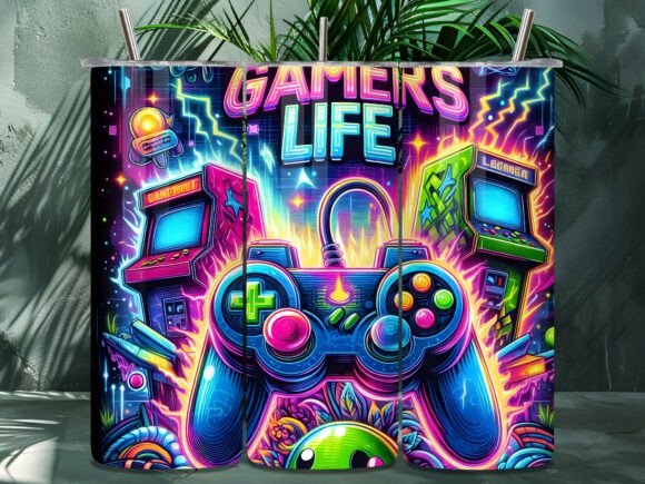Gamers Life Arcade Neon Tumbler Wrap