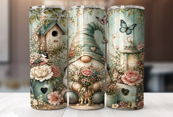 Garden Gnome Floral 20oz Tumbler Wrap