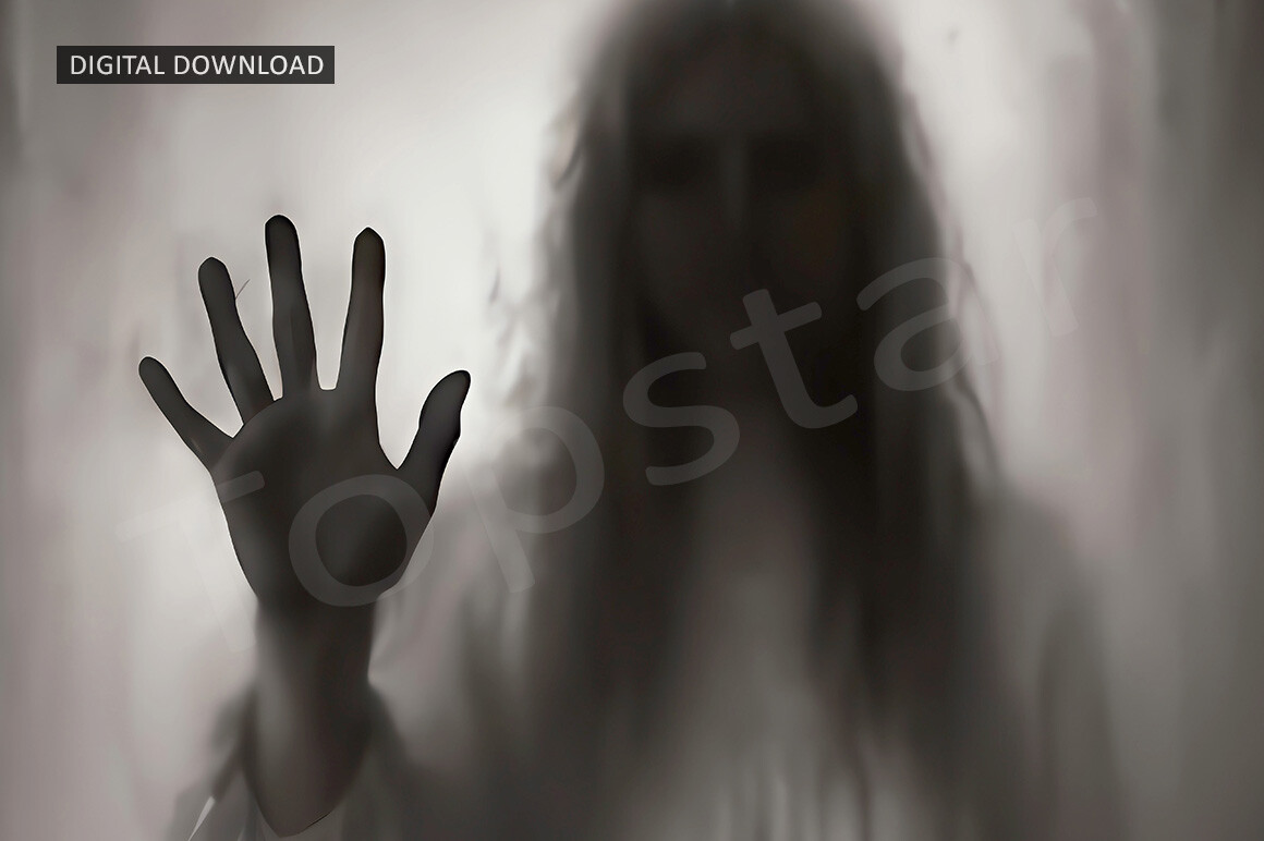 Ghost in the Mirror Creepy Halloween Art