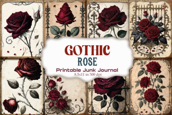 Gothic Rose Junk Journal Background Page