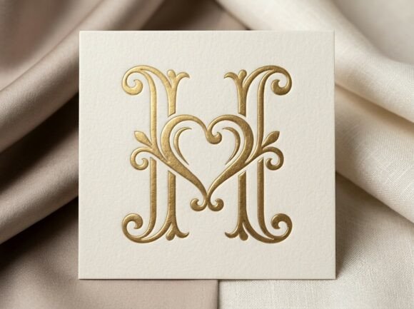 H Romantic Heart Monogram SVG