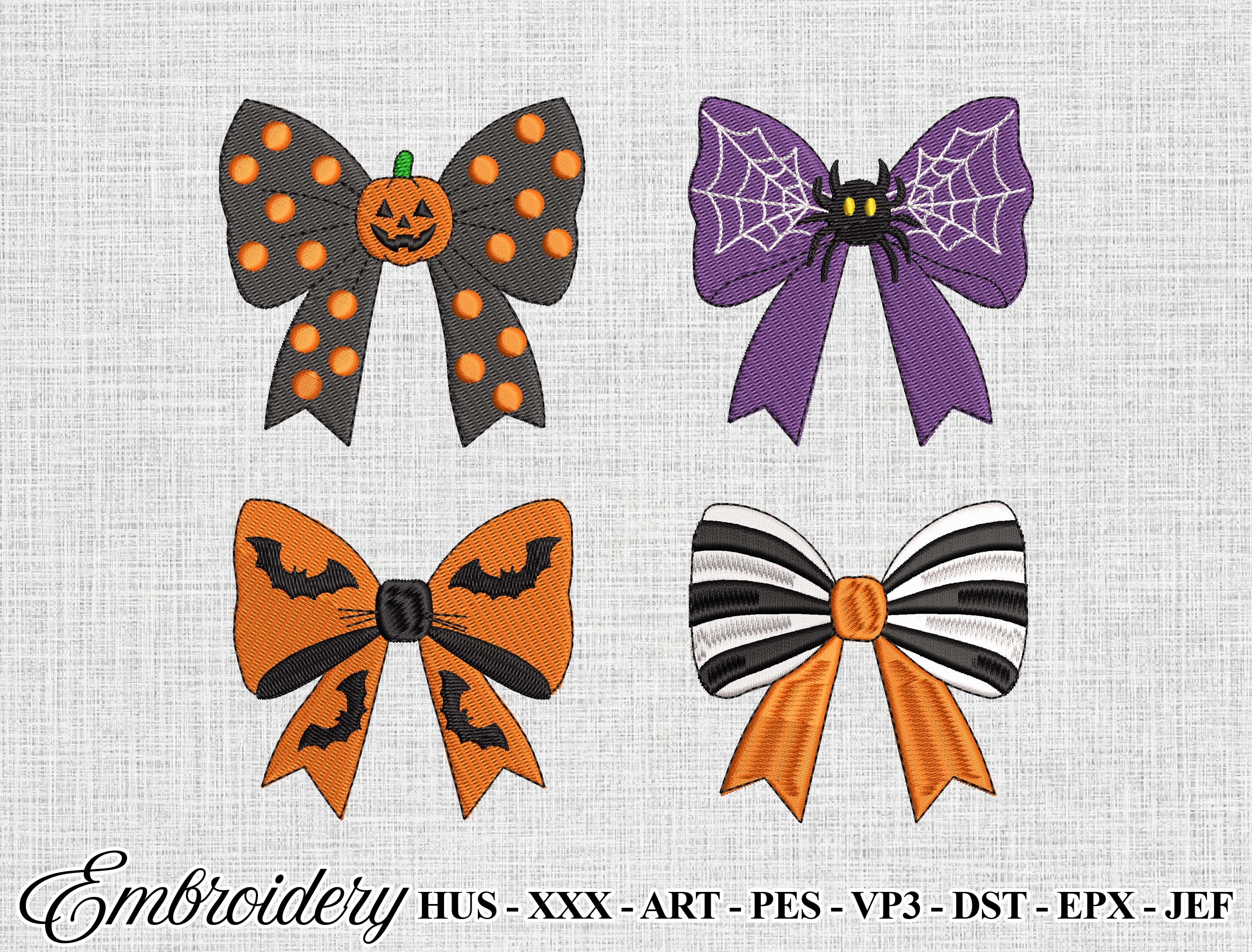 Halloween Bow Embroidery Design Bundle