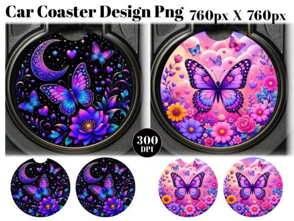 Large Butterflies Car Coaster PNG