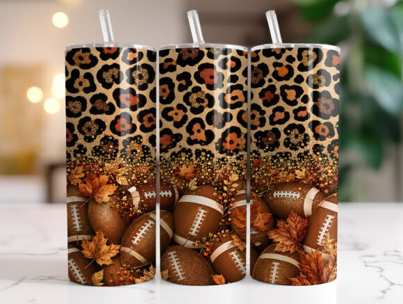 Leopard Football Fall 20oz Tumbler Wrap
