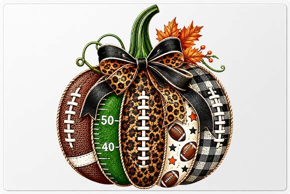Leopard Football Pumpkin Bow PNG
