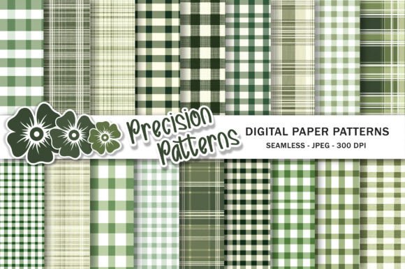 Moss Green Plaid & Gingham Digital Paper