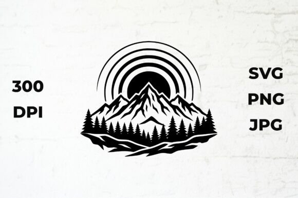 Mountain Forest Rainbow Silhouette