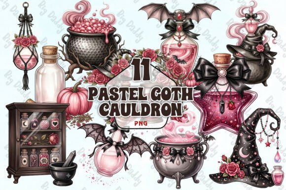 Pastel Goth Cauldron PNG Graphic Illustrations By Big Daddy