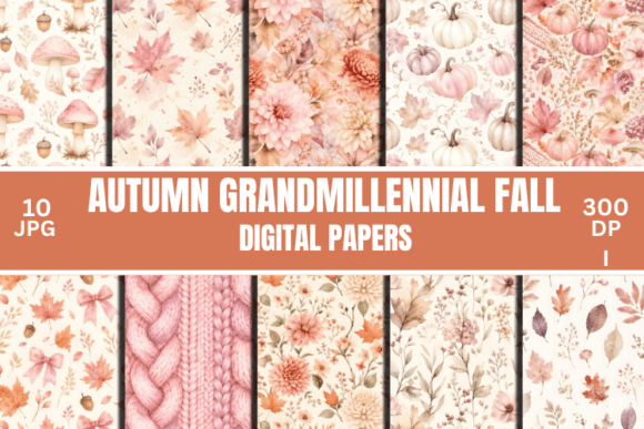 Pink Autumn Floral Pattern, Fall Pattern