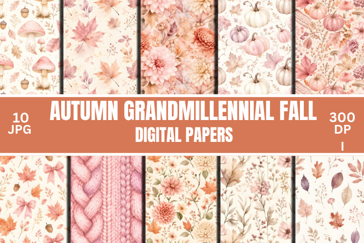 Pink Autumn Floral Pattern, Fall Pattern
