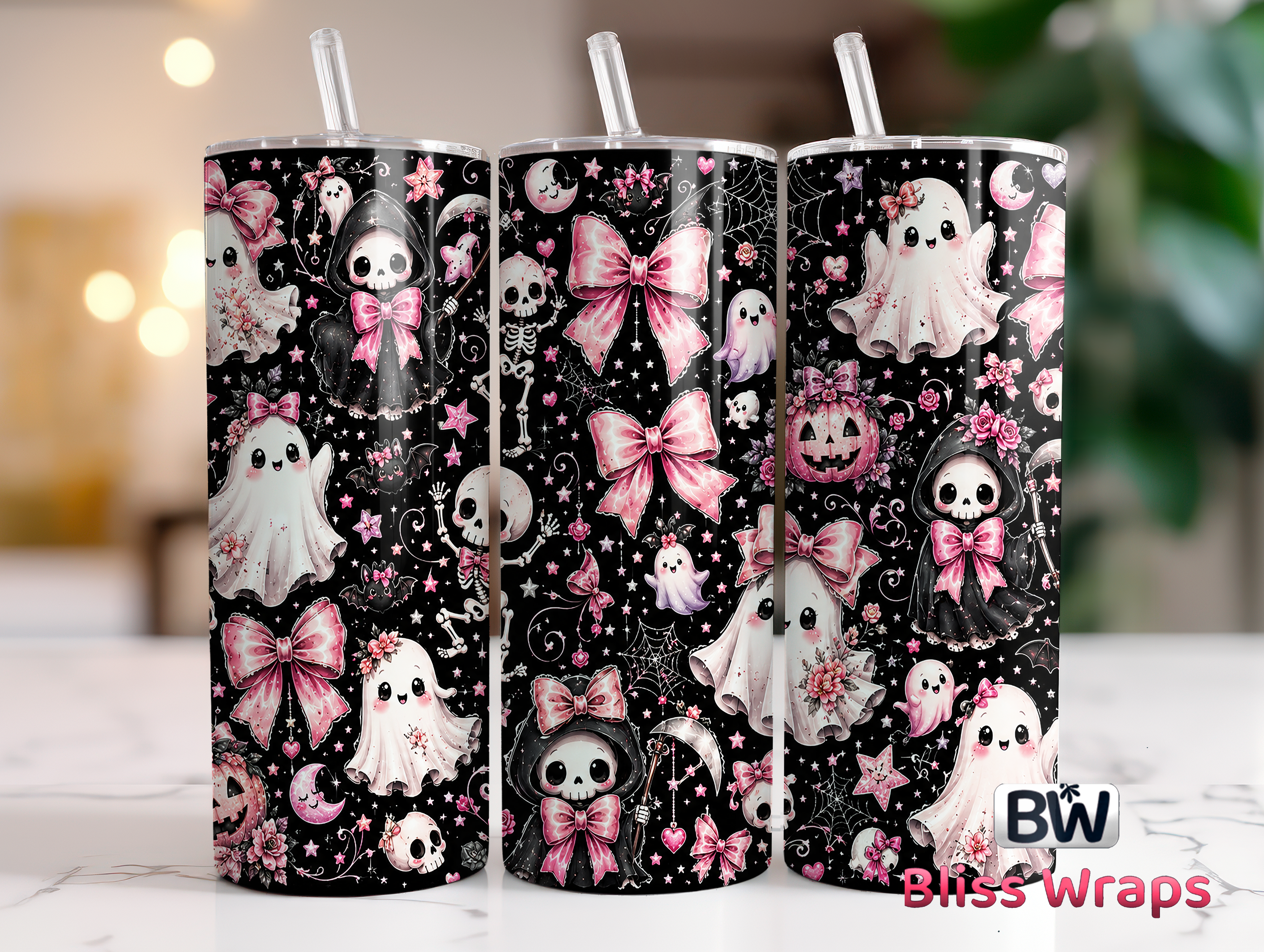 Pink Gothic Halloween Tumbler Wrap