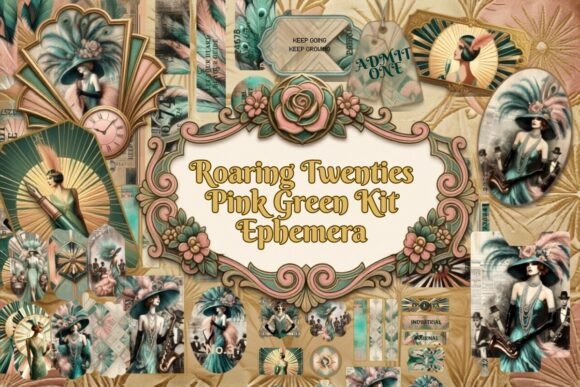 Roaring Twenties Pink Green Ephemera