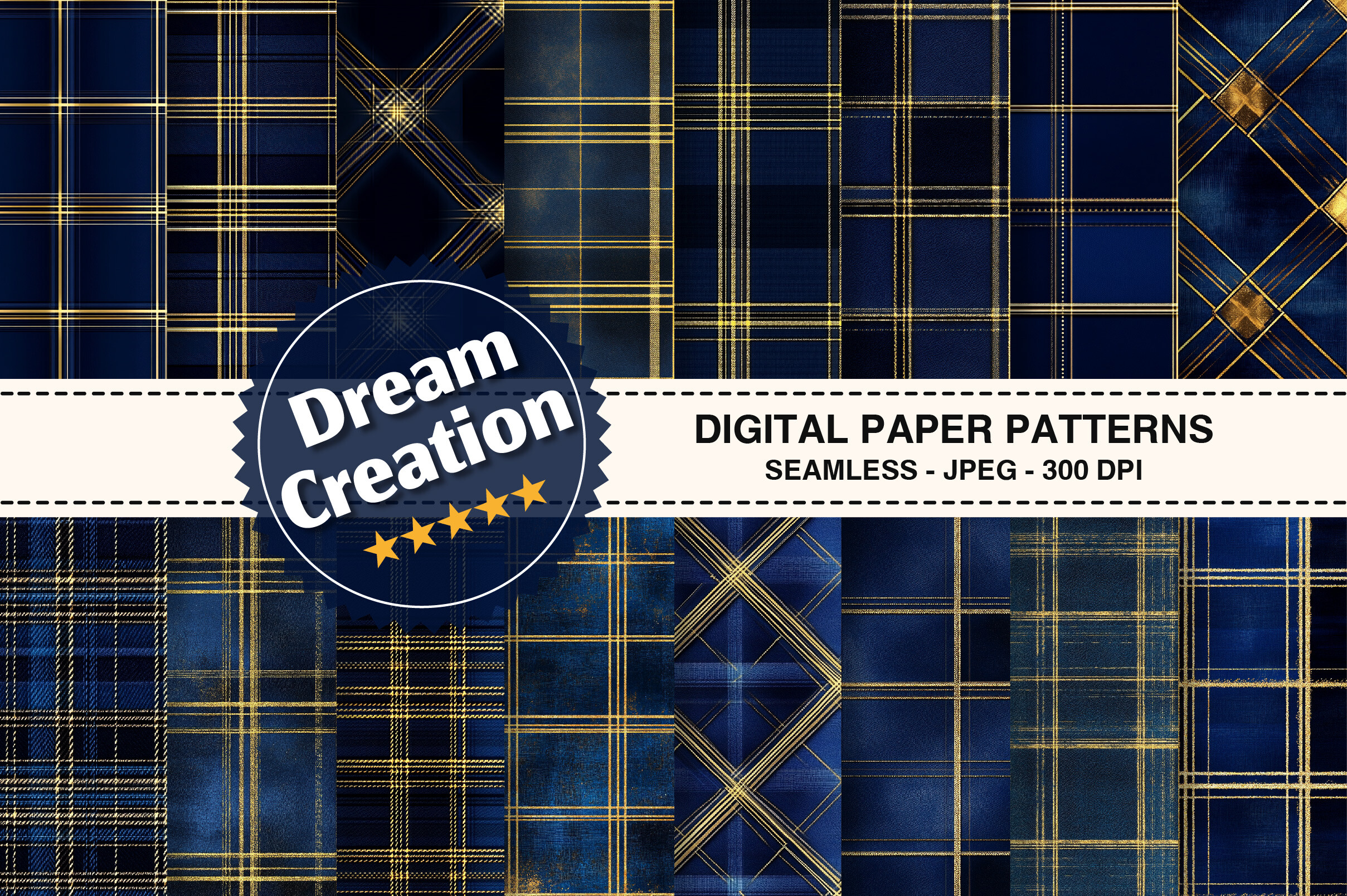 Royal Blue Gold Holiday Tartan Papers