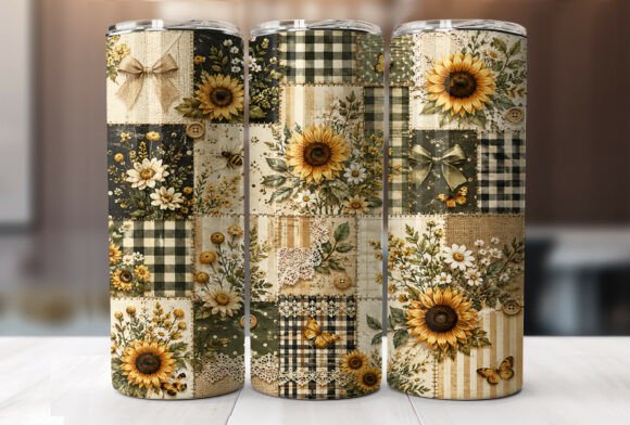Sunflower Patchwork 20oz Tumbler Wrap