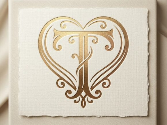 T Heart Monogram Logo SVG