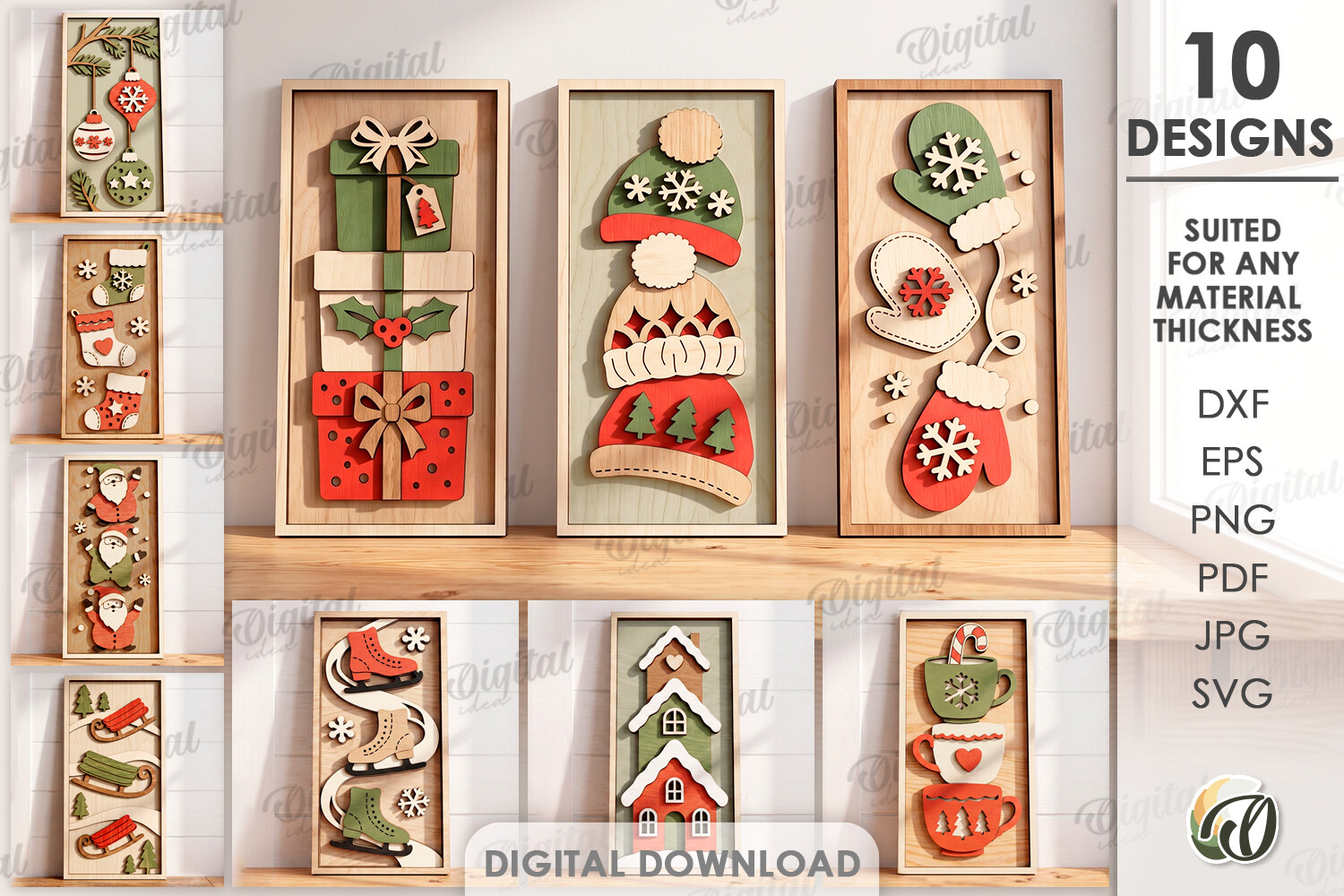 Triple Christmas Wall Signs Bundle Laser