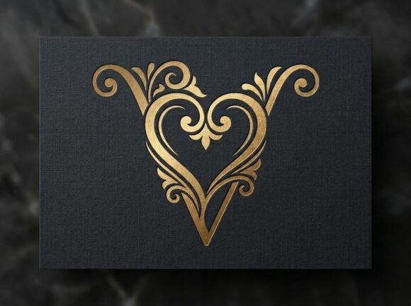 V Romantic Monogram Logo SVG
