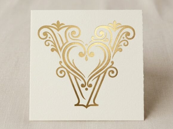 V Romantic Wedding Monogram SVG