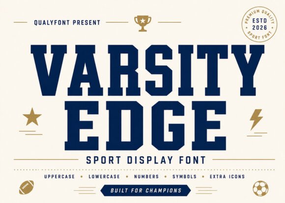 Varsity Edge Fontes de Exibição Fonte Por Tivza Studio
