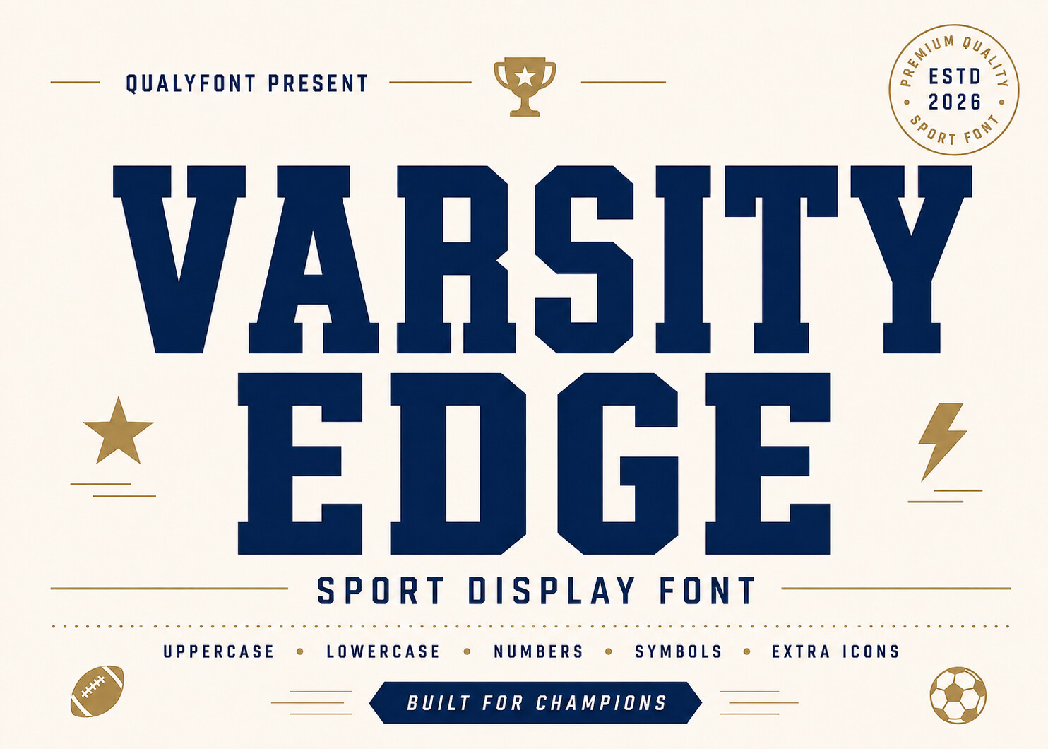 Varsity Edge preview - athletic varsity font for school spirit shirts