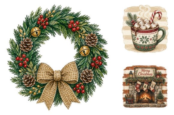 Vintage Christmas Clipart Bundle