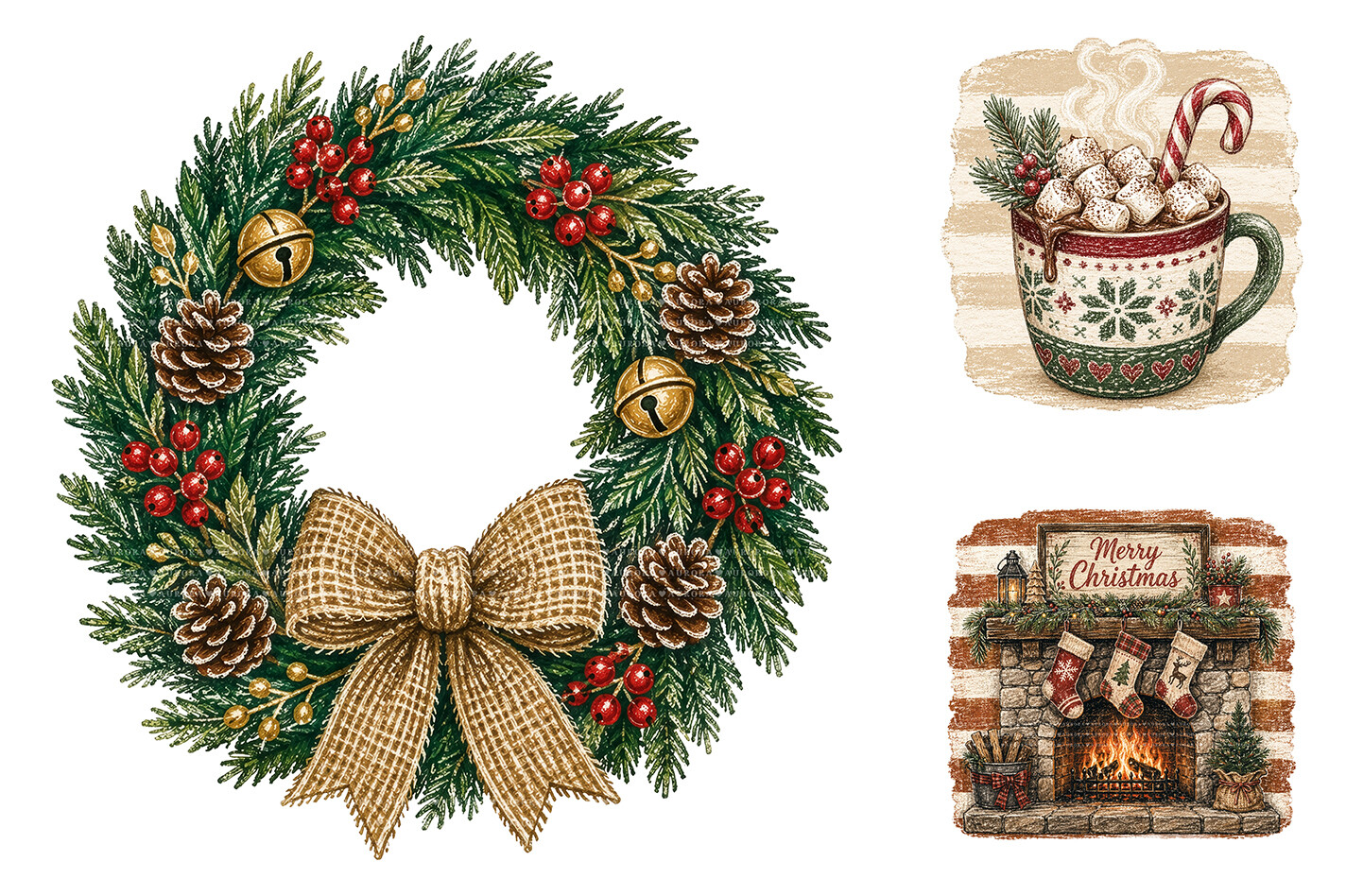 Vintage Christmas Clipart Bundle