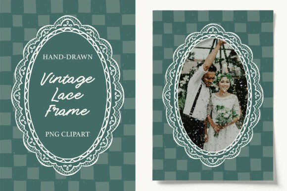 Vintage Oval Lace Frame PNG