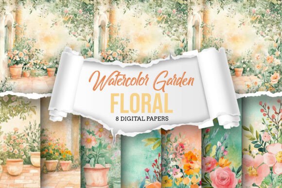 Watercolor Garden Digital Paper