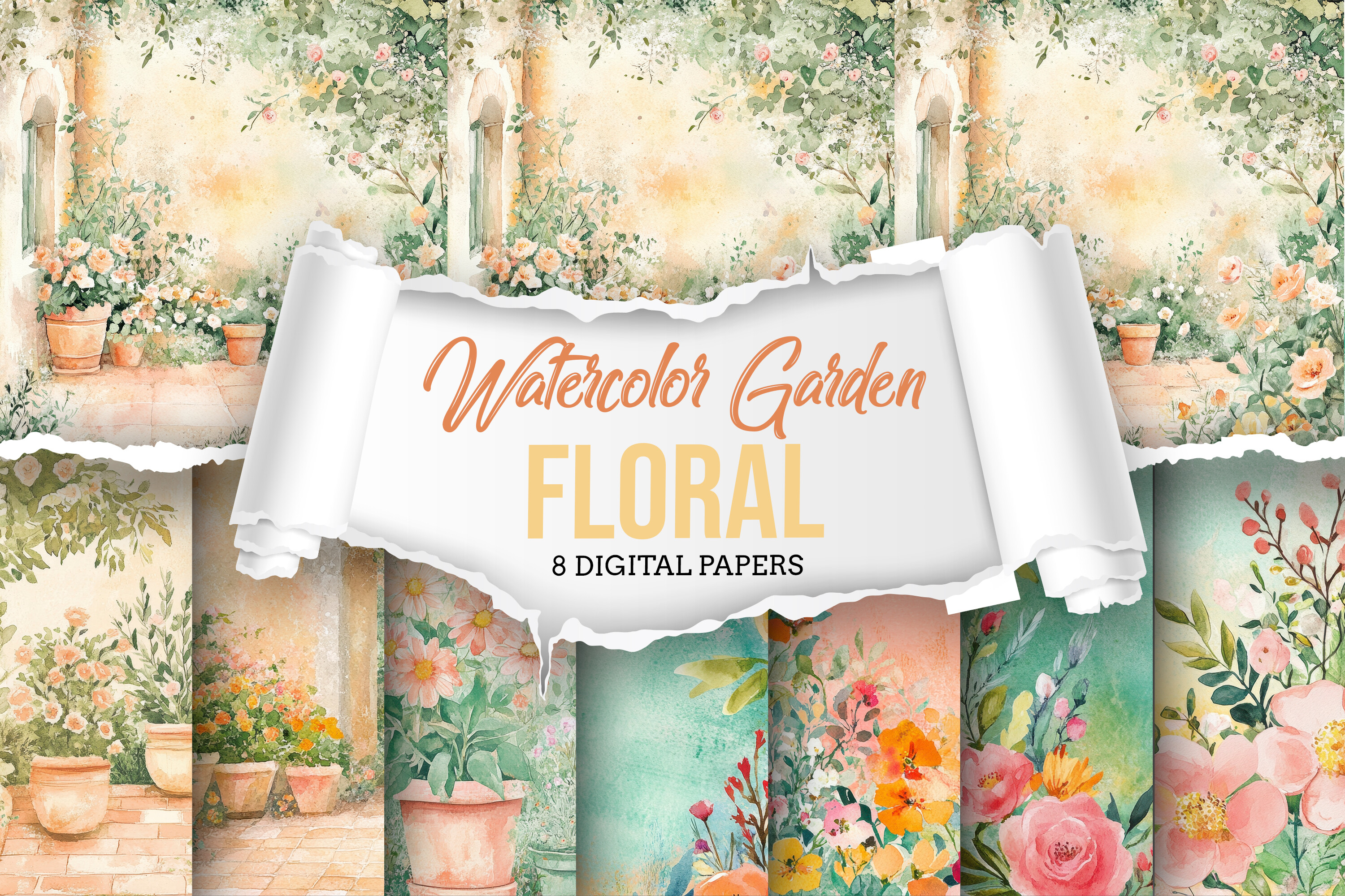 Watercolor Garden Digital Paper