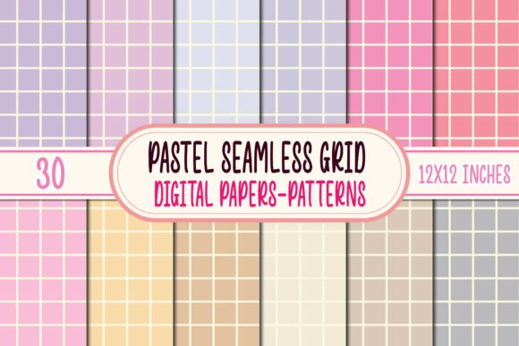30 Pastel Seamless Grid Digital Papers