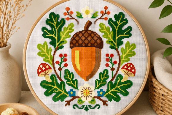 Acorn Oak Leaf Crest Pattern