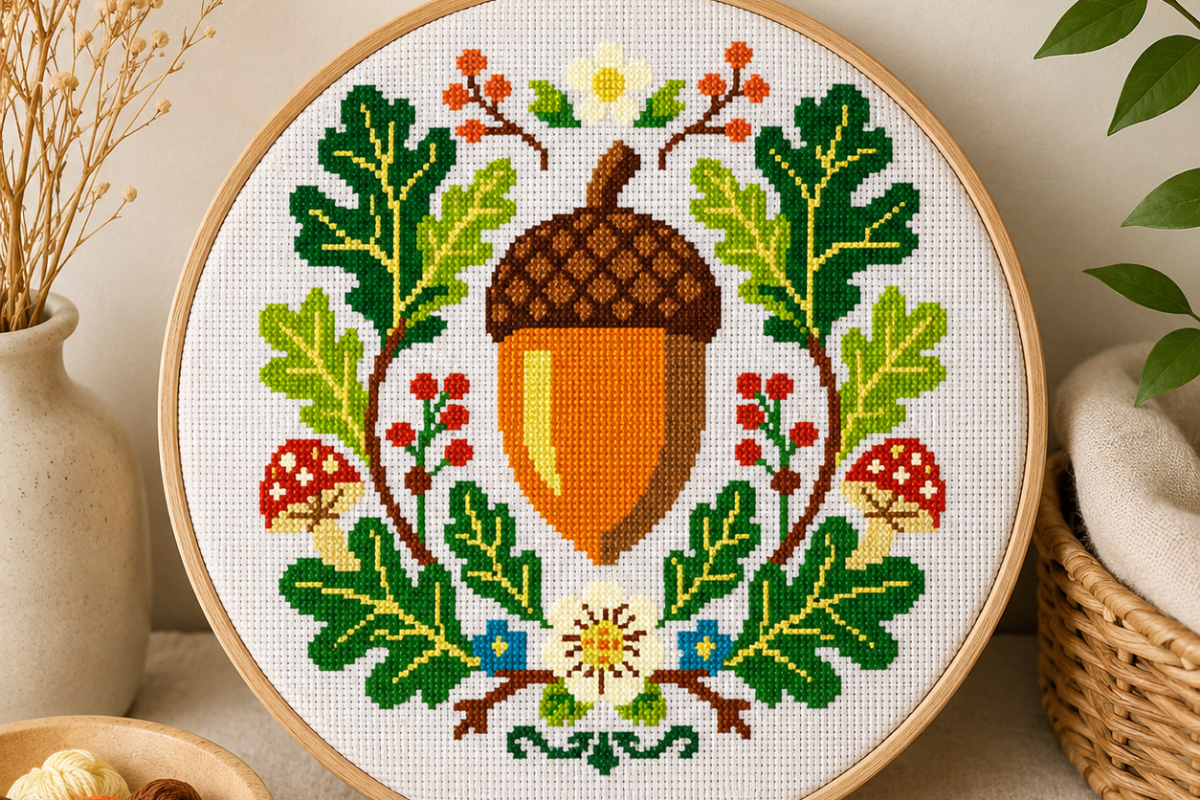 Acorn Oak Leaf Crest Pattern