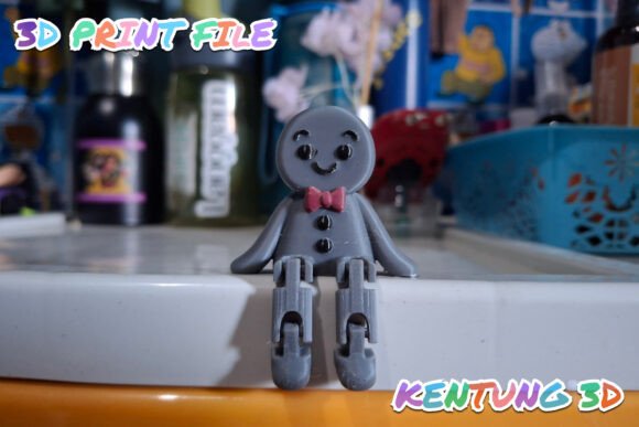 Articulated Sitting Gingerbread 3D STL | Print-in-Place Flexi Christmas Figure - Image 6
