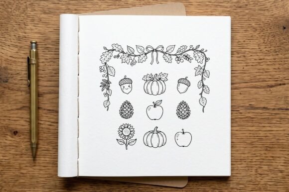 Autumn Acorn Pumpkin Coloring Page