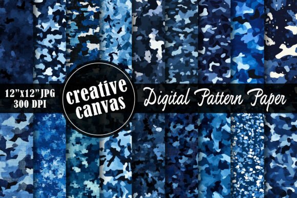 Blue Camouflage Digital Paper Bundle