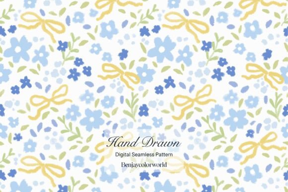 Blue Floral & Bow Pastel