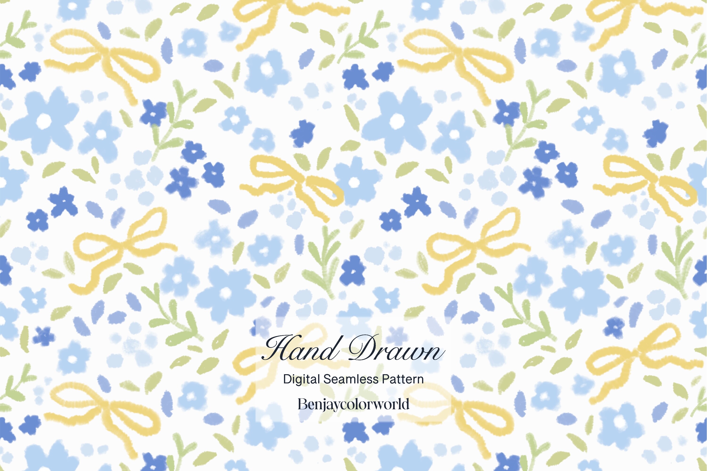 Blue Floral & Bow Pastel