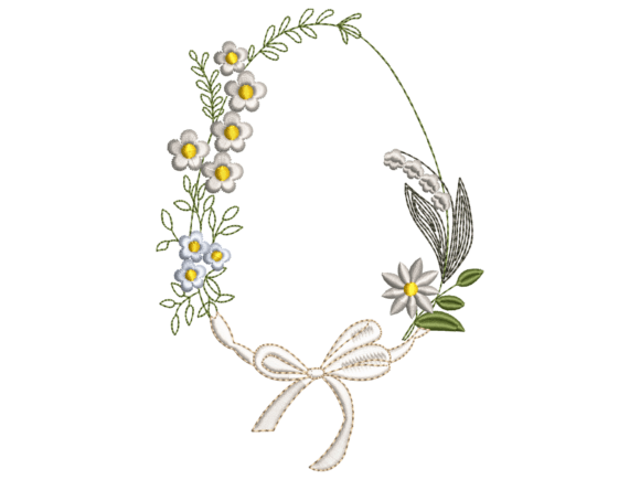 Botanical Flower Frame with Bow