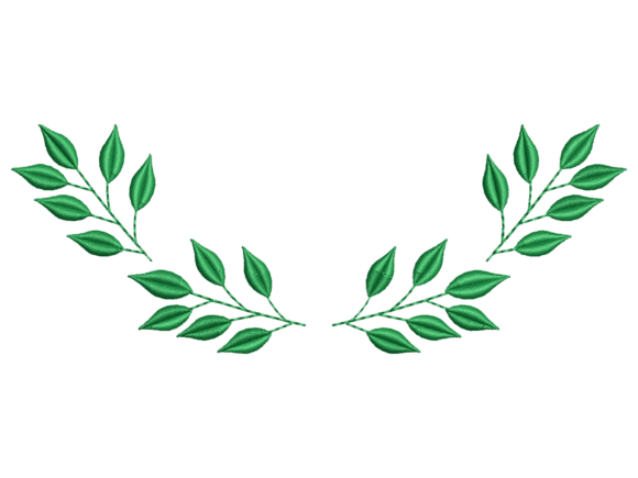 Botanical Green Leaf Branch Embroidery