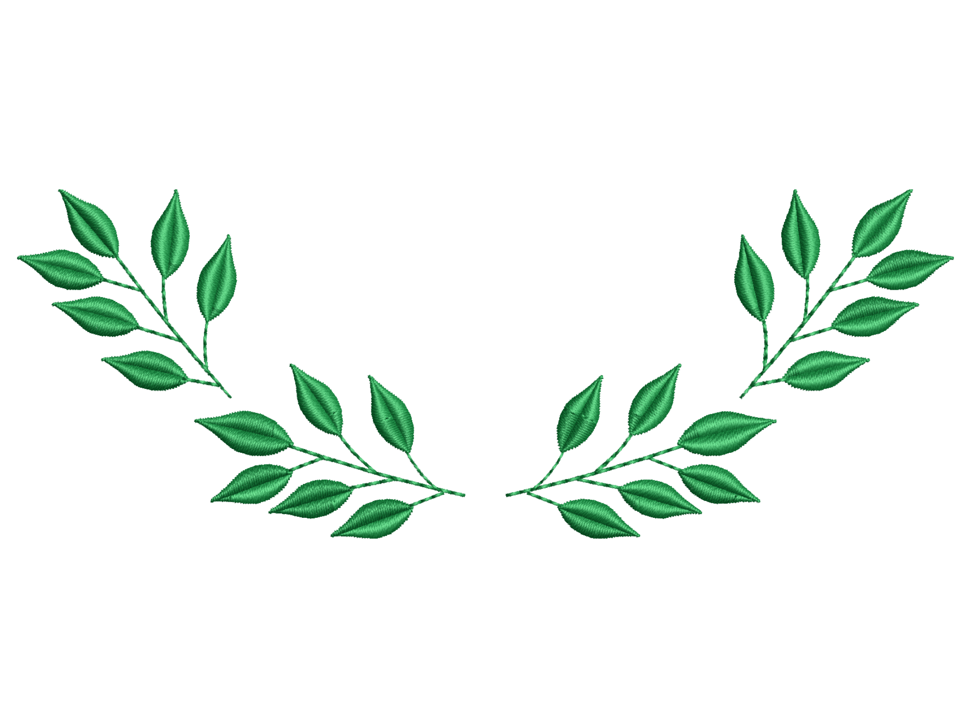 Botanical Green Leaf Branch Embroidery