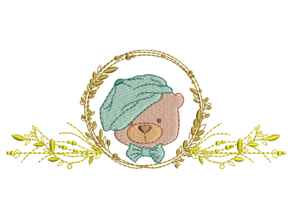 Botanical Teddy Bear Frame with Hat