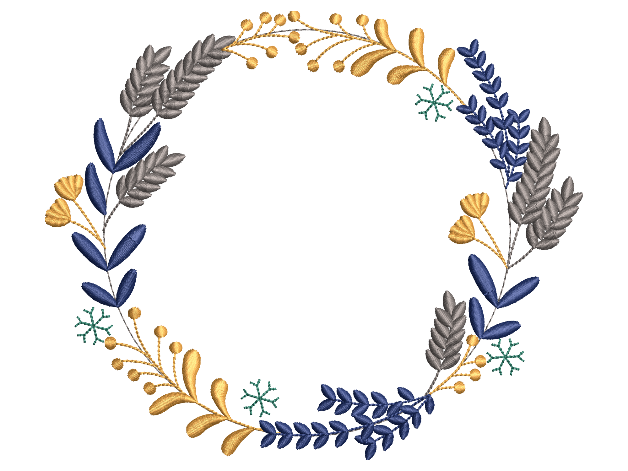 Botanical Winter Wreath with Snowflakes