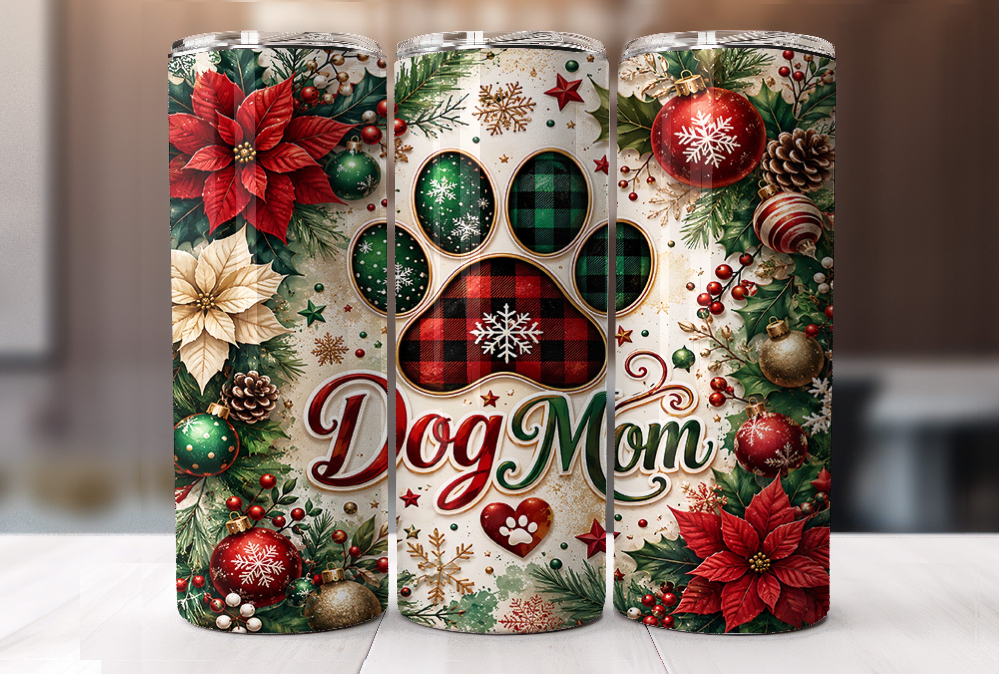 Christmas Dog Mom 20oz Tumbler Wrap PNG