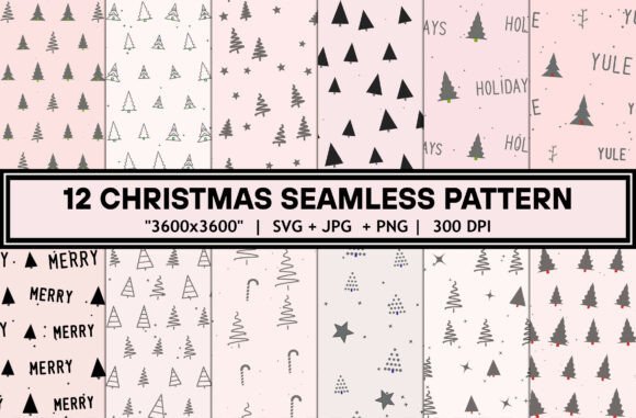 Christmas Tree Seamless Pattern Set